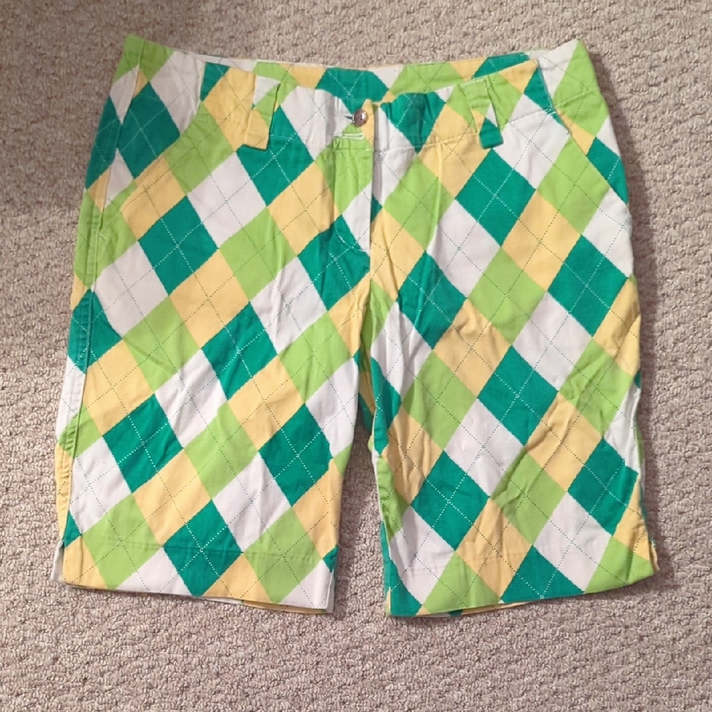 Loudmouth Bermuda Golf Shorts In Argyle Print - Size 8